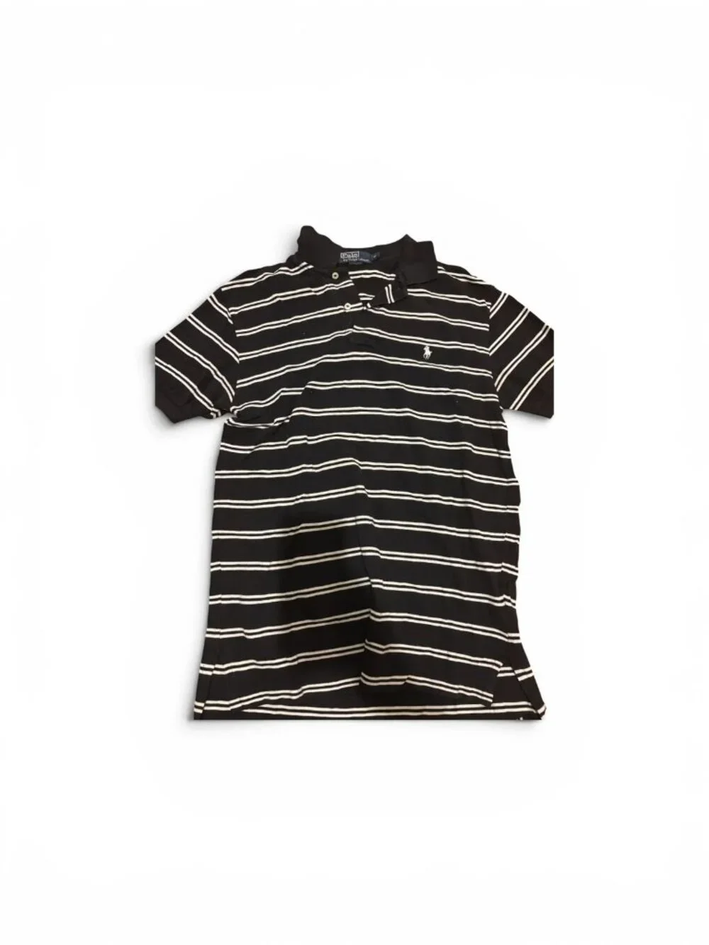 Polo Ralph Lauren Men's Black & White Striped Short Sleeve Polo Shirt Size M